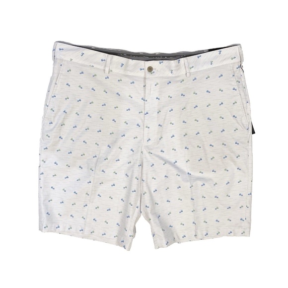 Walter Hagen Perfect 11 Shorts Size 40 White Mini Golf Cart Print 10" Inseam NWT - Picture 2 of 16